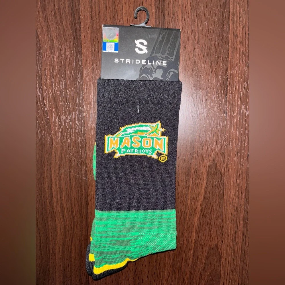 GEORGE MASON UNIVERSITY STRIDELINE CREW SOCKS NWT MEN’S SHOE SIZE 8-12